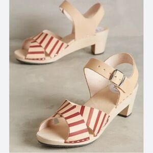 Anthropologie Terhi Polkki‎ Sandal Clogs Striped Size 39 8.5